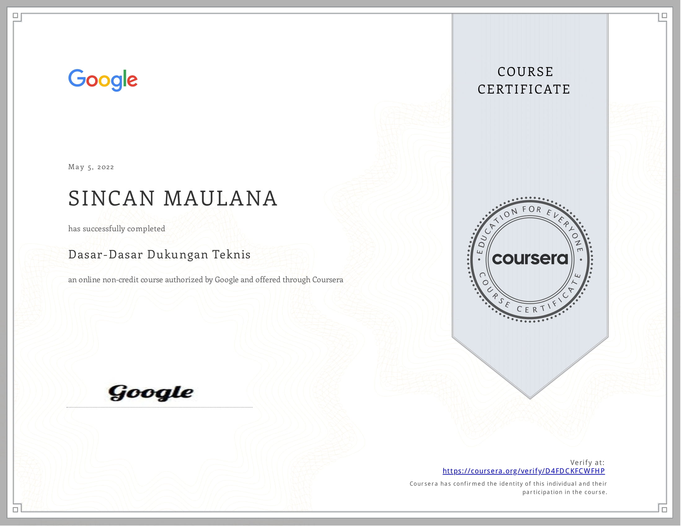 Sertifikat IT Support Fundamentals