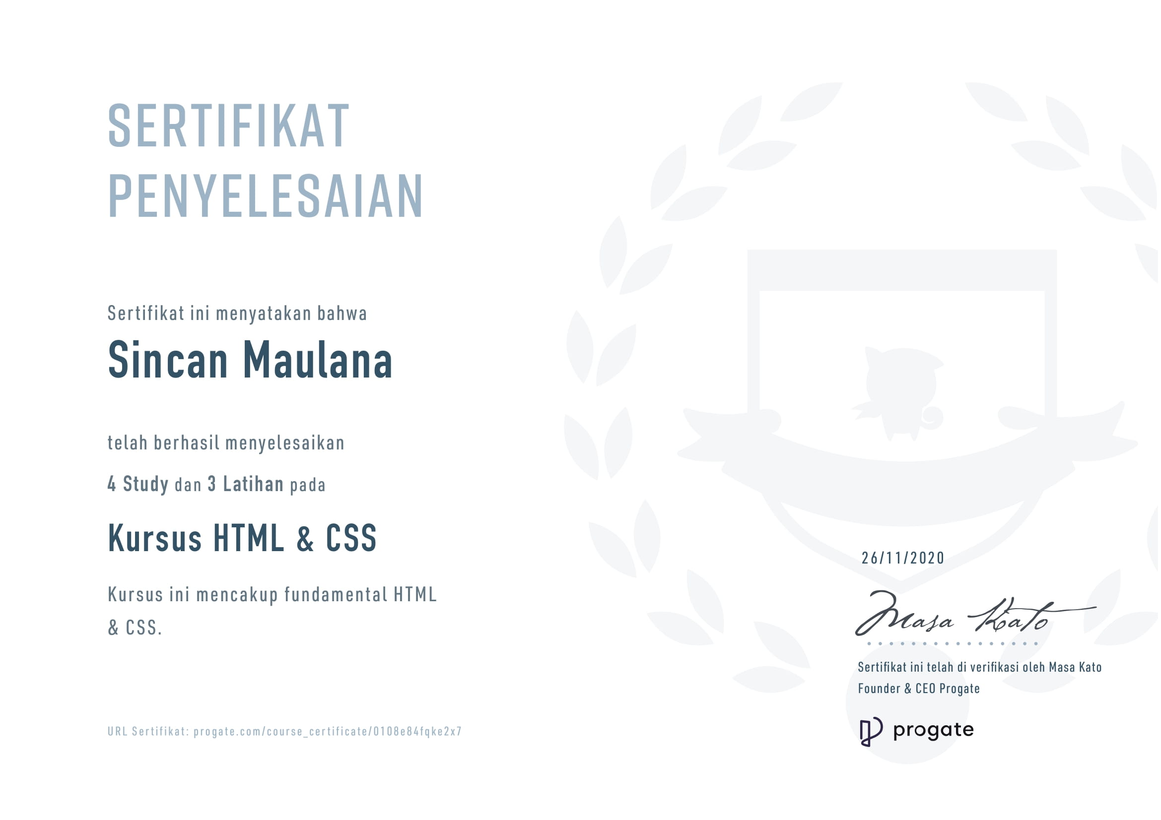 Sertifikat Fundamental HTML & CSS